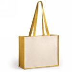 Laminated jute shopping bag with laminated cotton element V8184-08