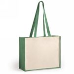 Laminated jute shopping bag with laminated cotton element V8184-10